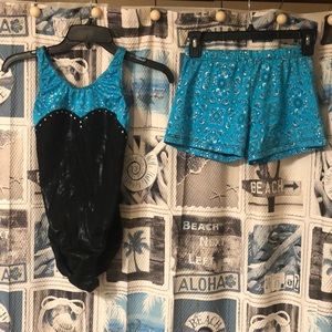 Gymnastics leotard country Westetn wi shorts 12/14